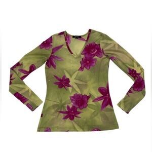 Vintage Y2k Early 2000s Coquette Coconut Girl Hyper-Feminine Sheer Blouse XL